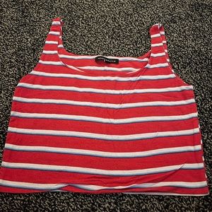 Red white and blue striped crop top tank